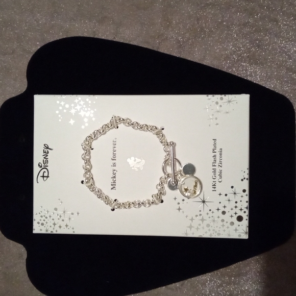 Mickey Mouse 14 Kt Gold Flash Plated Charm Bracelet - Picture 3 of 6